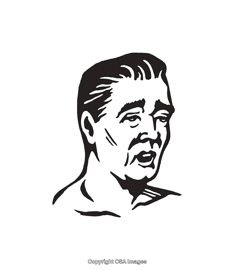 Vintage Black and White Line Art Portrait Illustration
