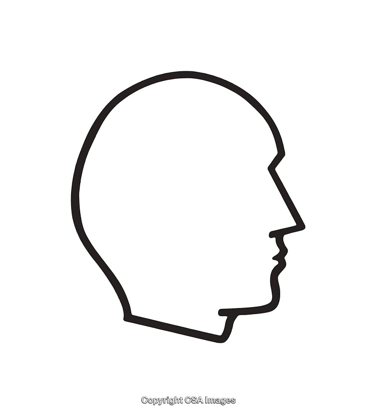 Minimalist Black and White Profile Icon of a Human Head
