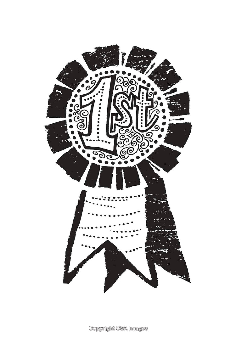 Hand-Drawn First Place Ribbon with Decorative Detail