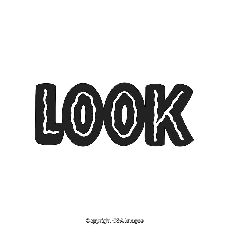 Black and White Stylized Text With the Word Look
