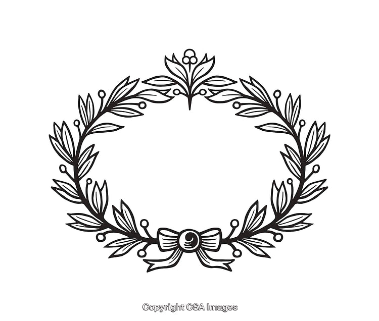 Elegant Black and White Floral Wreath with Decorative Bow Design