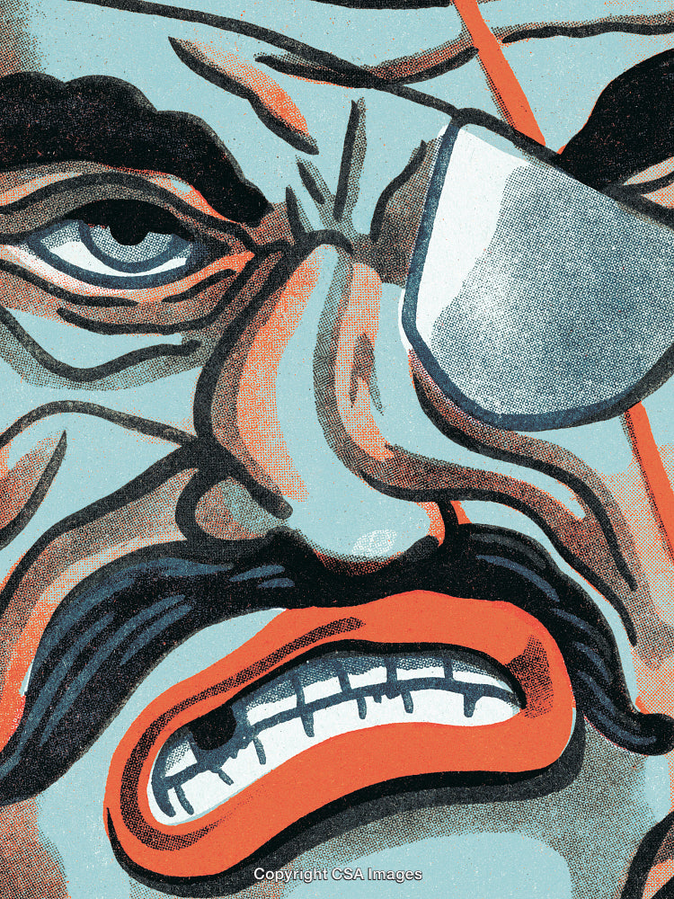 Abstract Illustration of Intense Angry Expression with Bold Digital Art Style