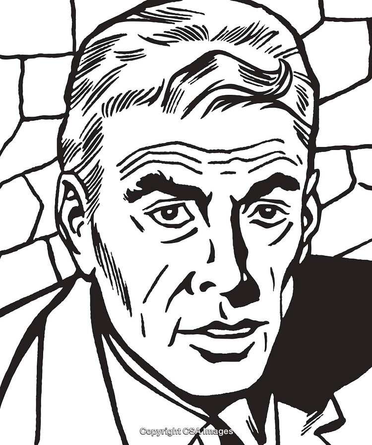 Vintage Style Black and White Illustration of a Man’s Portrait
