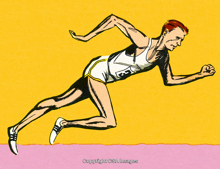 Dynamic Illustration of a Runner in Action on a Vibrant Background