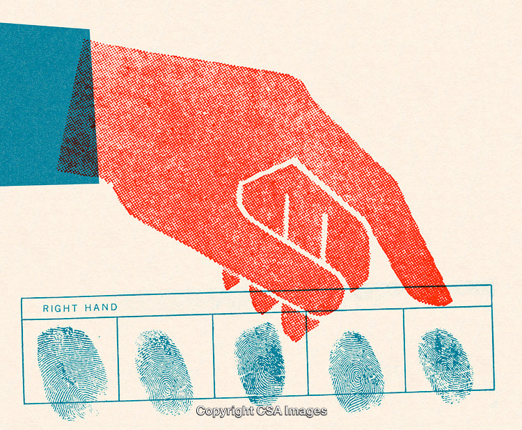 Illustration Depicting Hand and Fingerprints for Identification and Security Concepts