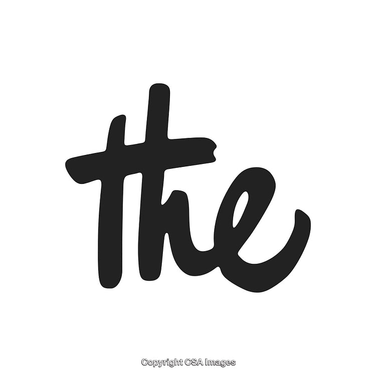 Stylized Handwritten Black 'The' Text On White Background