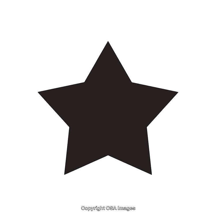 Black Solid Five-Pointed Star Shape on a White Background