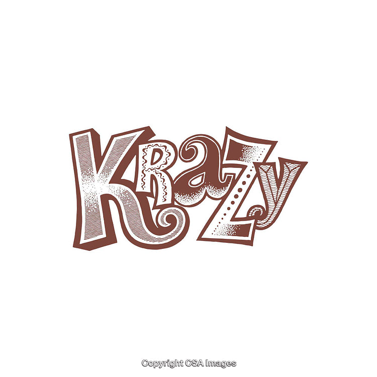 Artistic Lettering of the Word Krazy in a Playful Brown Font Style