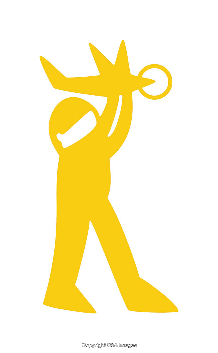 Illustration of Person Holding Airplane Icon in Bright Yellow Design