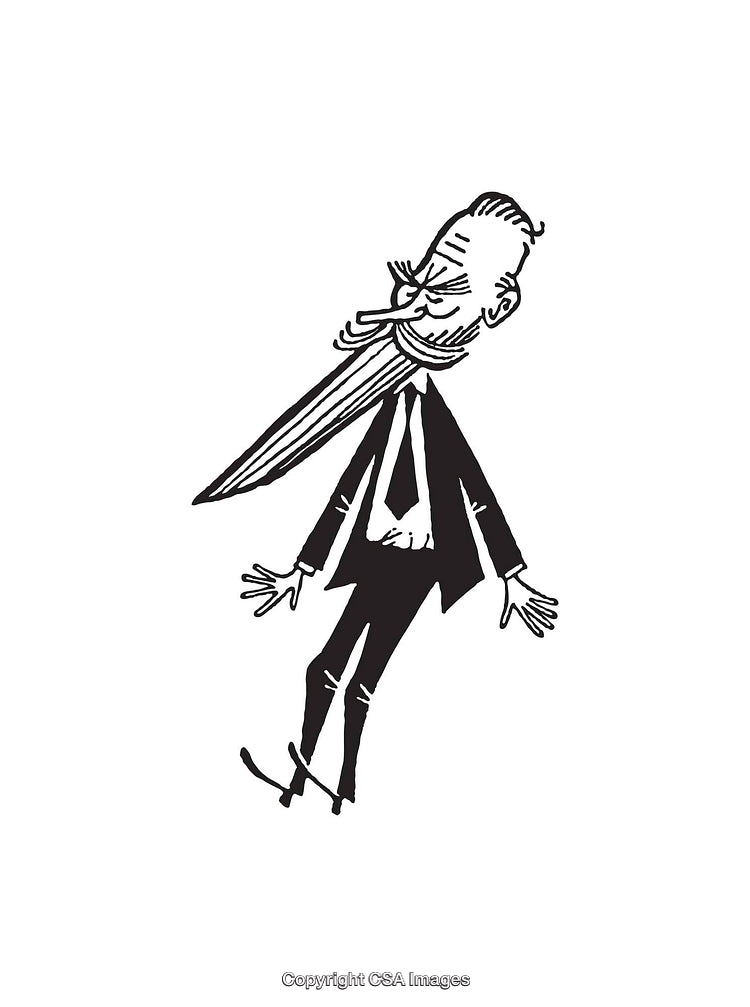Whimsical Black and White Illustration of a Stylish Businessman