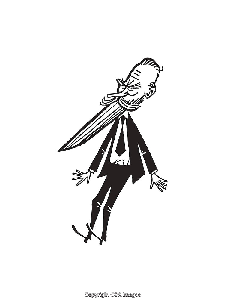 Whimsical Black and White Illustration of a Stylish Businessman