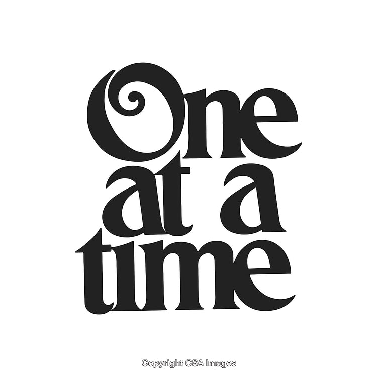 Inspirational Phrase 'One Day at a Time' in Artistic Typography