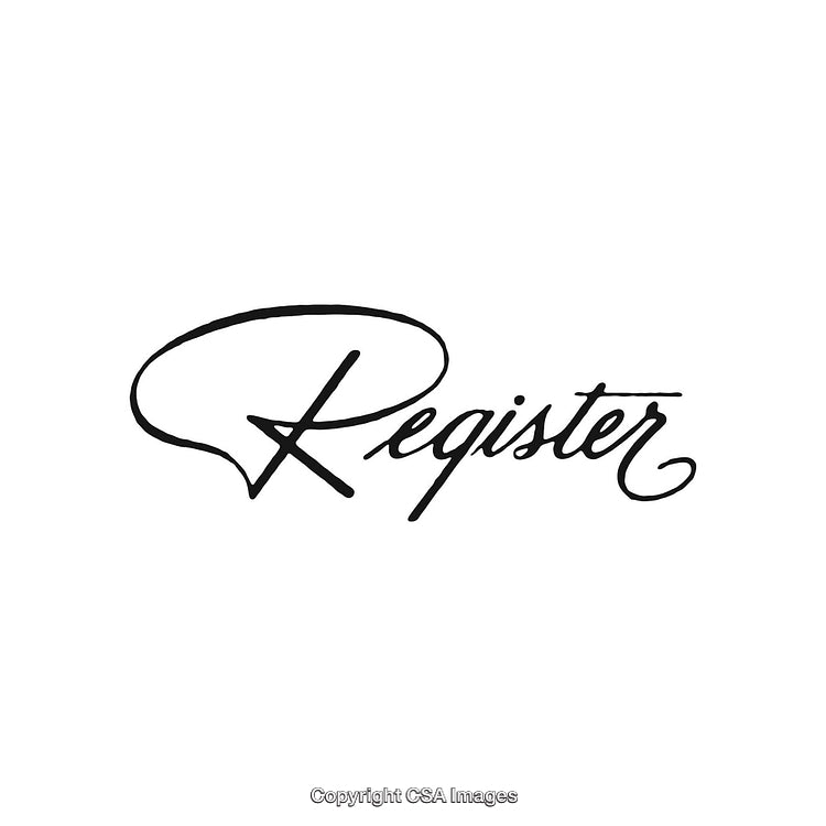 Elegant Handwritten Register Font Logo on White Background