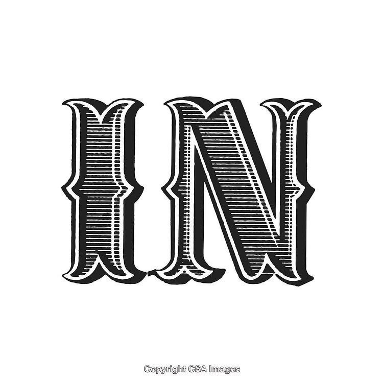 Classic Bold Block Lettering Style with Engraved Details