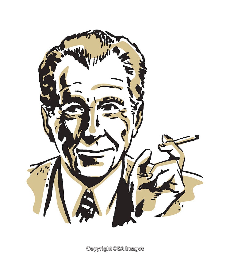 Retro Style Illustration of a Smiling Man Holding a Cigarette