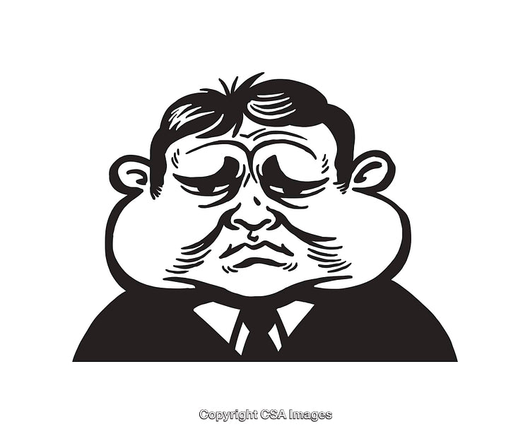 Black and White Cartoon of a Sad Expression in Line Art Style
