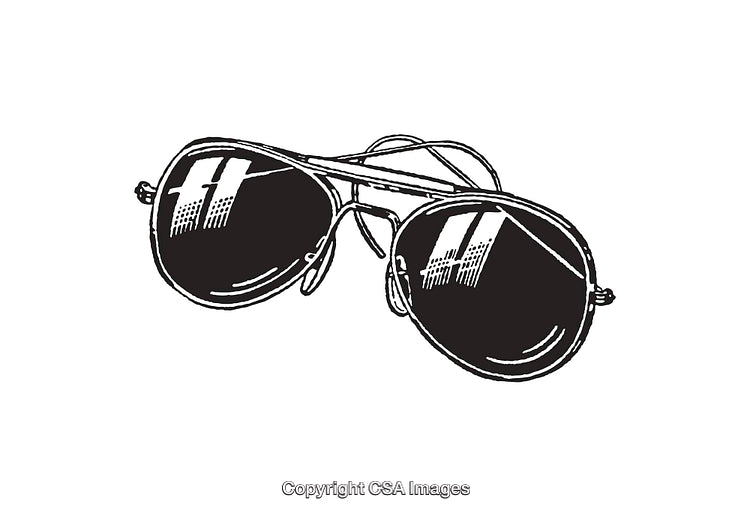 Black and White Line Art Illustration of Stylish Aviator Sunglasses