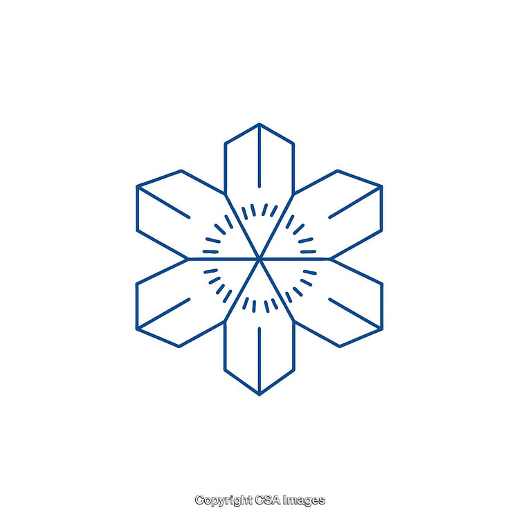 Geometric Blue Snowflake Design with Abstract Lines and Symmetry
