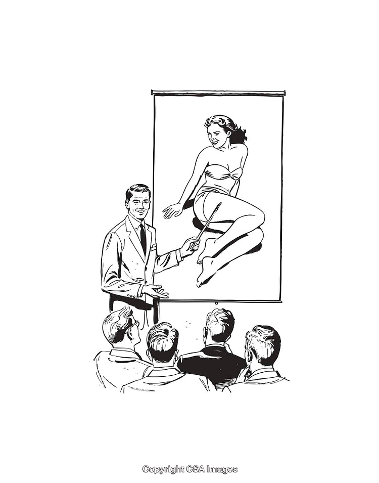 Vintage Presentation Scene Featuring a Retro Illustration for Advertisement Insights