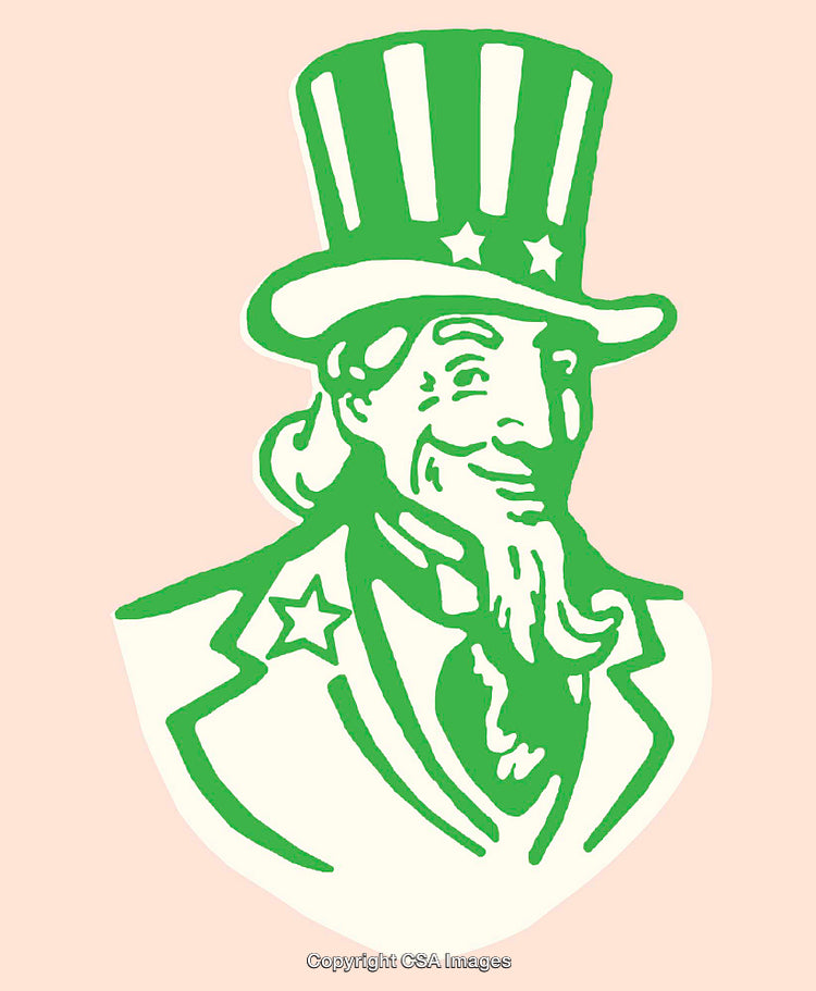Vintage Uncle Sam Illustration in Green and Light Background