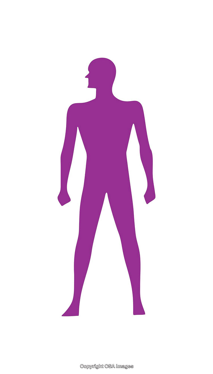 Minimalist Purple Silhouette Icon of a Standing Human Figure