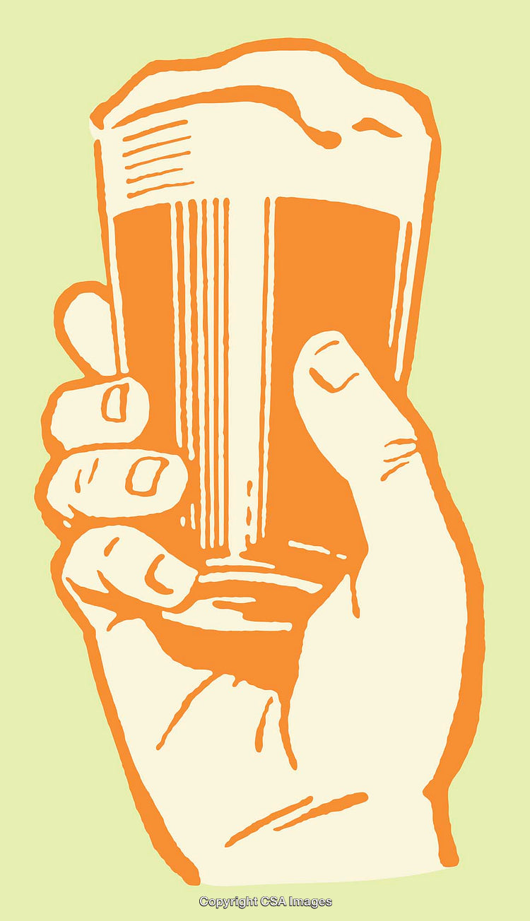Bold Line Art of a Hand Holding a Beverage Glass