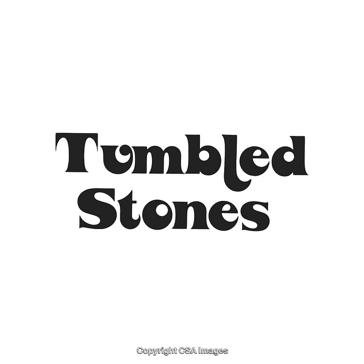 Bold Retro Font Display of 'Tumbled Stones' Text in Black on White