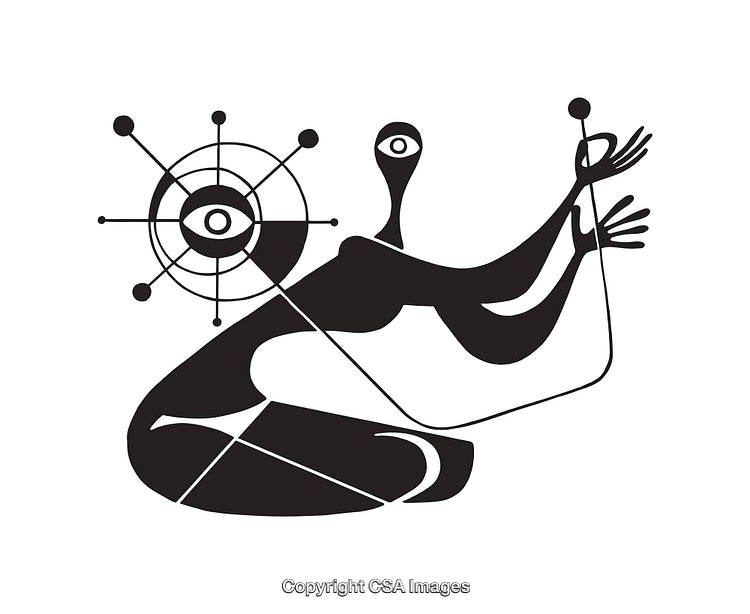Abstract Black and White Line Art Illustration With Geometric Motifs