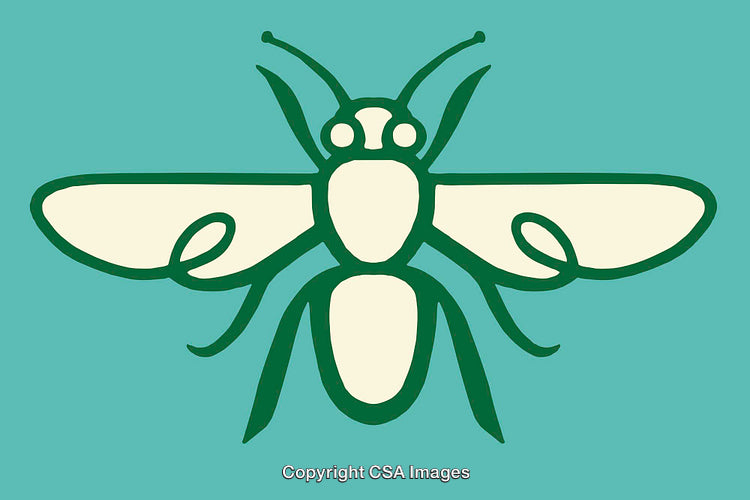 Stylized Green Bee Illustration with Minimalist Flat Design
