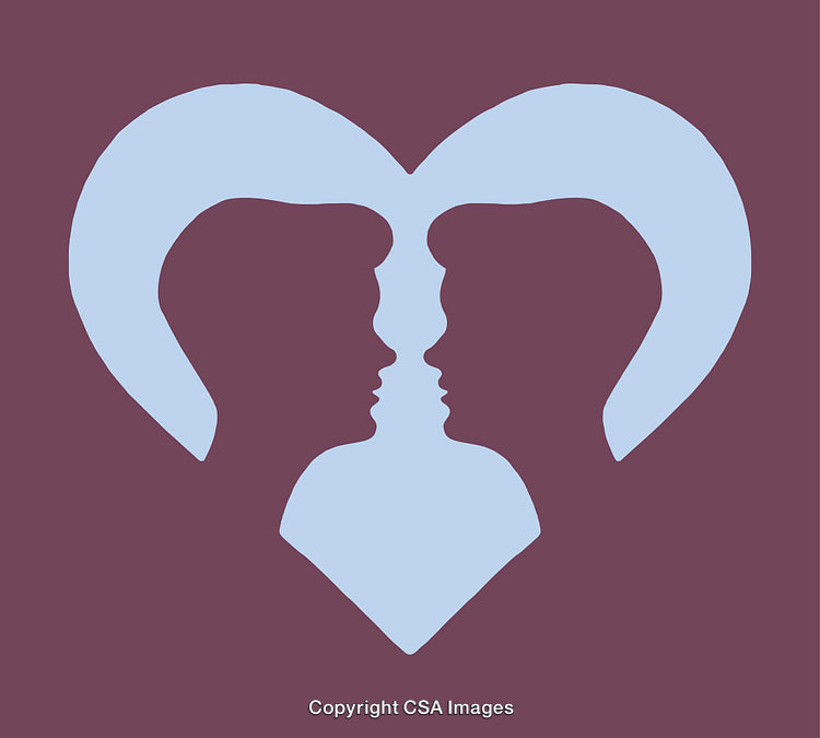 Conceptual Image of Two Faces Forming a Heart Symbol