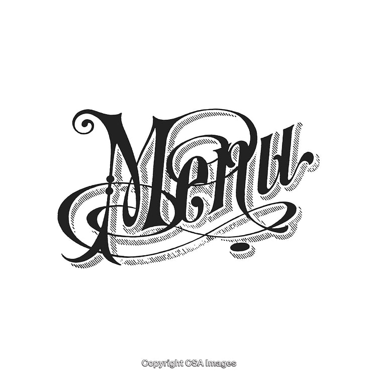 Elegant Artistic Typography Design Featuring the Word 'Menu' in Decorative Style
