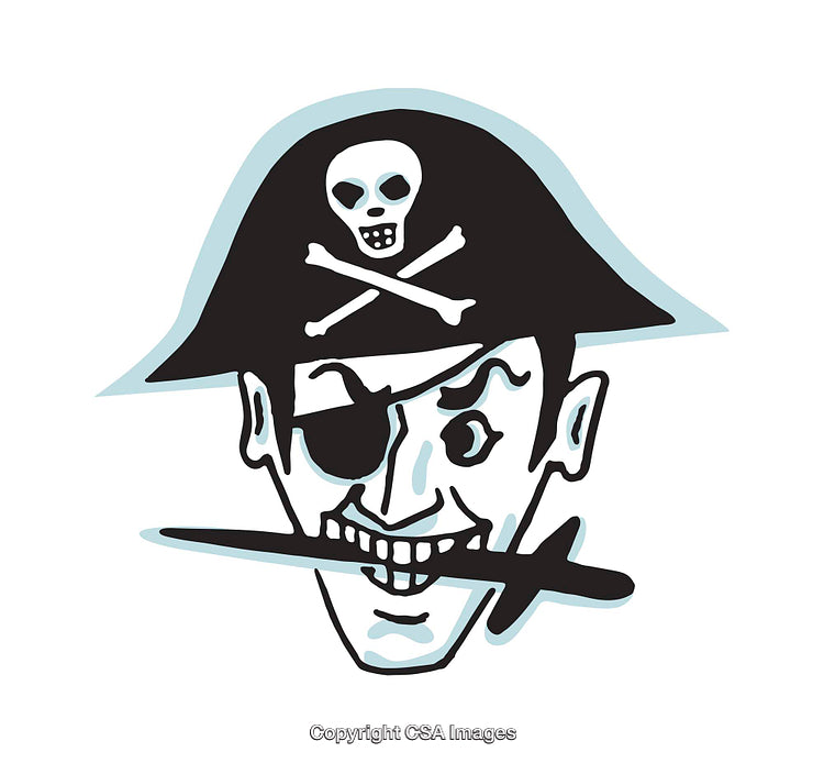Playful Illustration of a Cartoon Pirate with Skull and Crossbones Hat