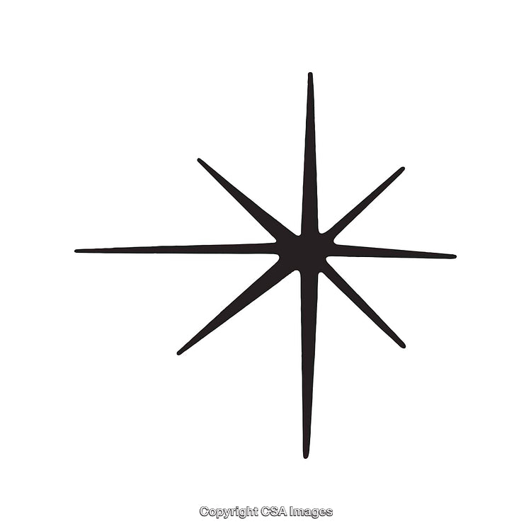 Minimalist Black Starburst Design Isolated on a White Background