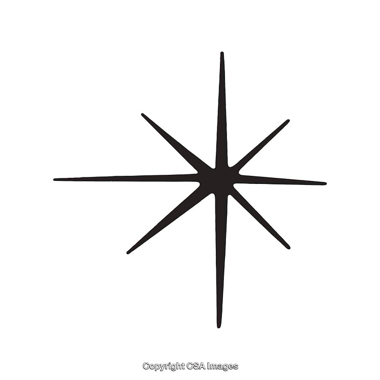 Minimalist Black Starburst Design Isolated on a White Background