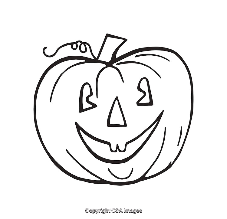 Black and White Halloween Pumpkin with Happy Jack-O'-Lantern Face Illustration