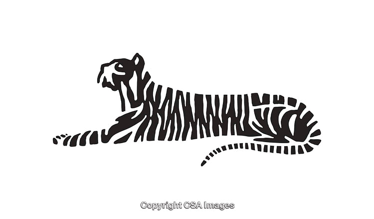 Stylized Black and White Vector Illustration of a Tiger Silhouette