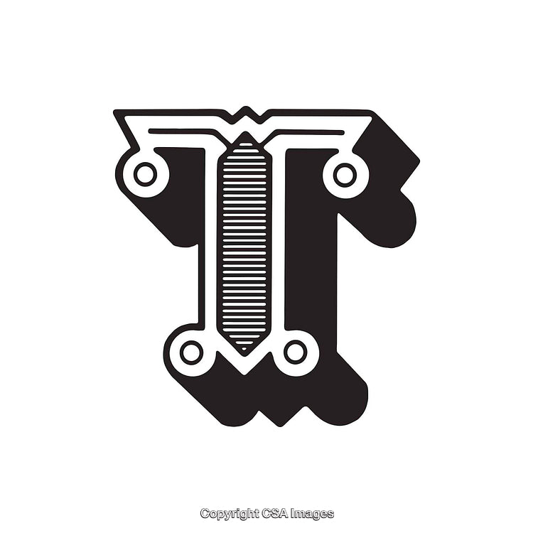 Artistic Illustration of the Letter T in Bold Design