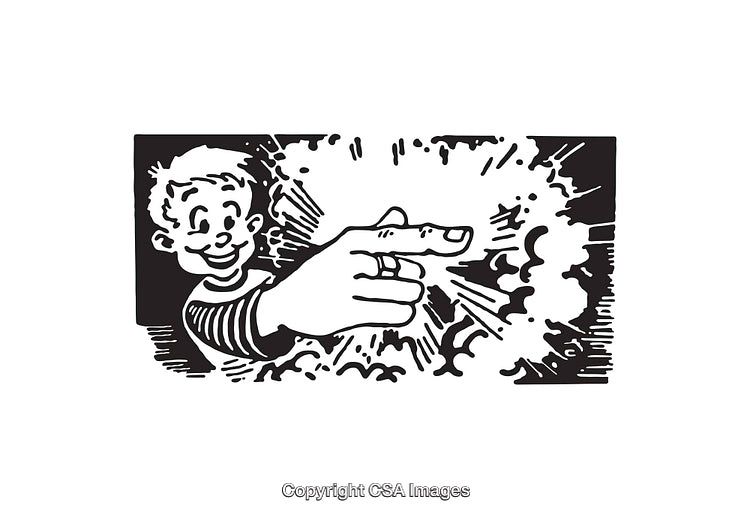 Expressive Black and White Comic Style Line Art With Playful Gesture