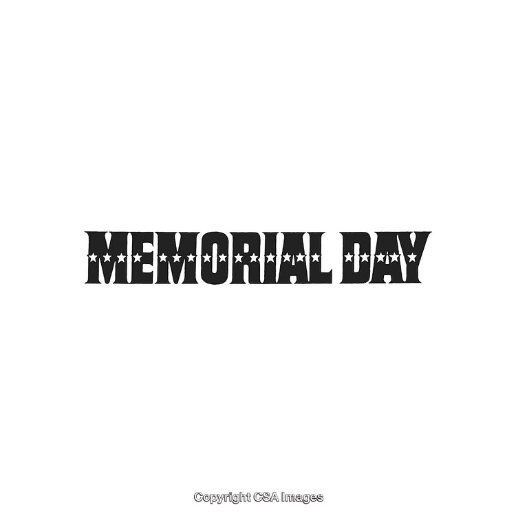 Vintage Memorial Day Typography with Star Accents on White Background