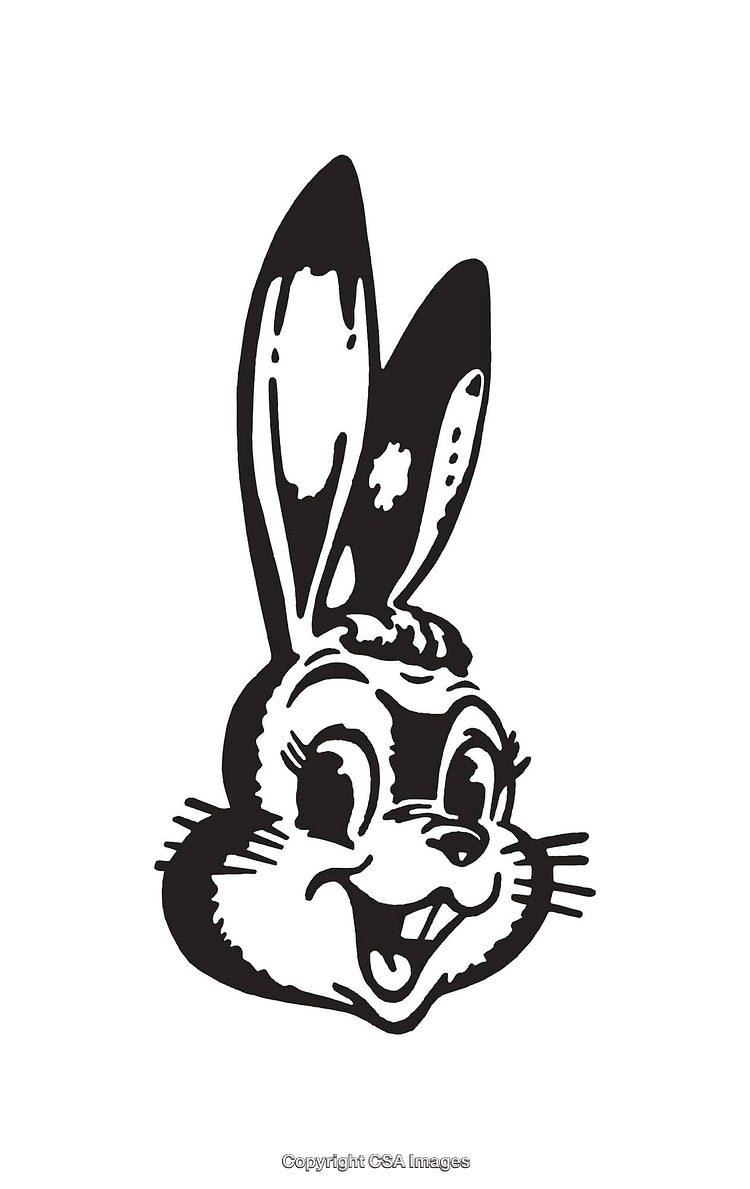 Retro Style Black And White Cartoon Rabbit Illustration