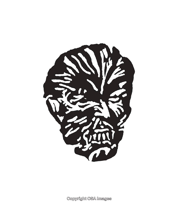 Abstract Black And White Line Art Illustration of a Human Face