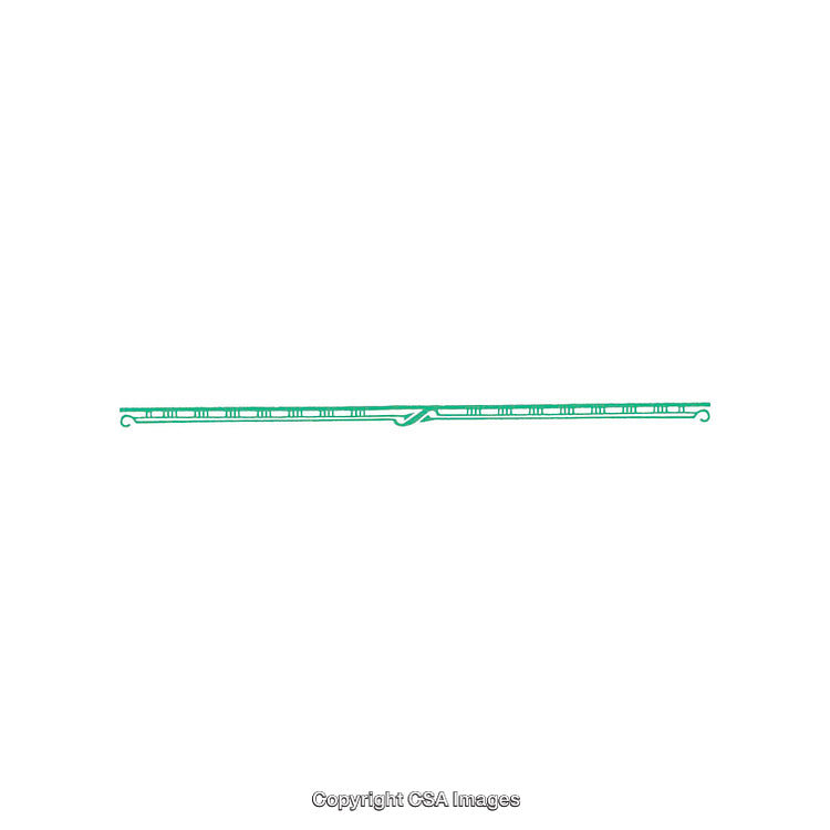 Green Plastic Linear Object with Unique Pattern Isolated on White Background