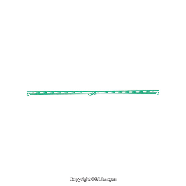 Green Plastic Linear Object with Unique Pattern Isolated on White Background