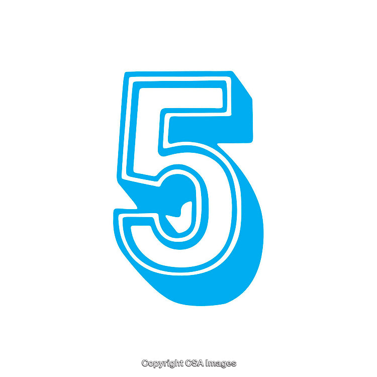 Blue Number Five Graphic Design on a White Background