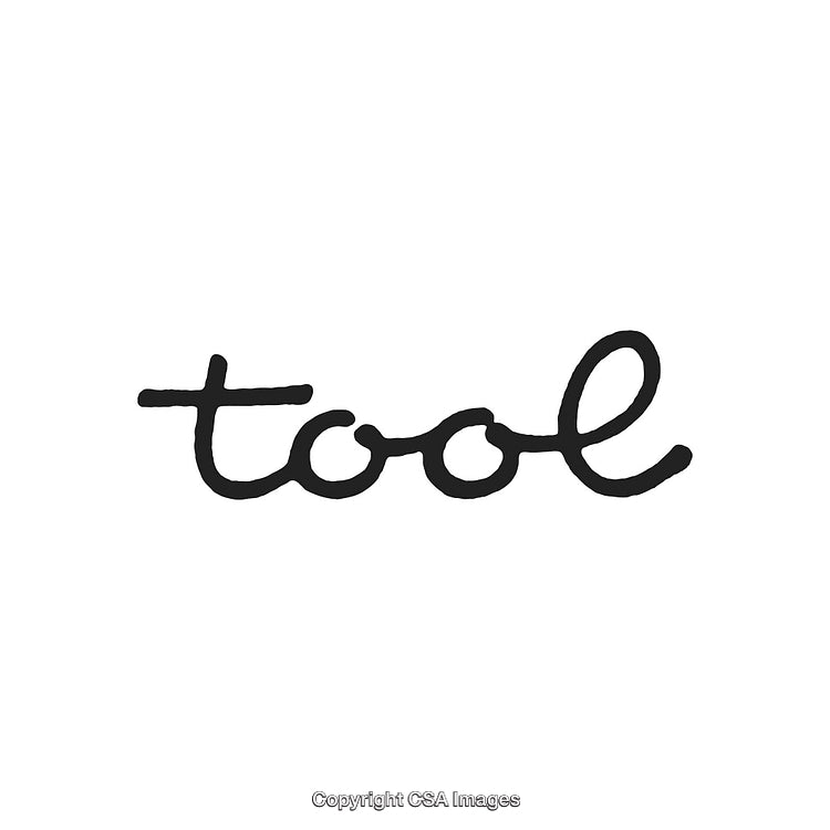 Stylized Hand-Drawn Word 'Tool' with Artistic Typeface on White Background
