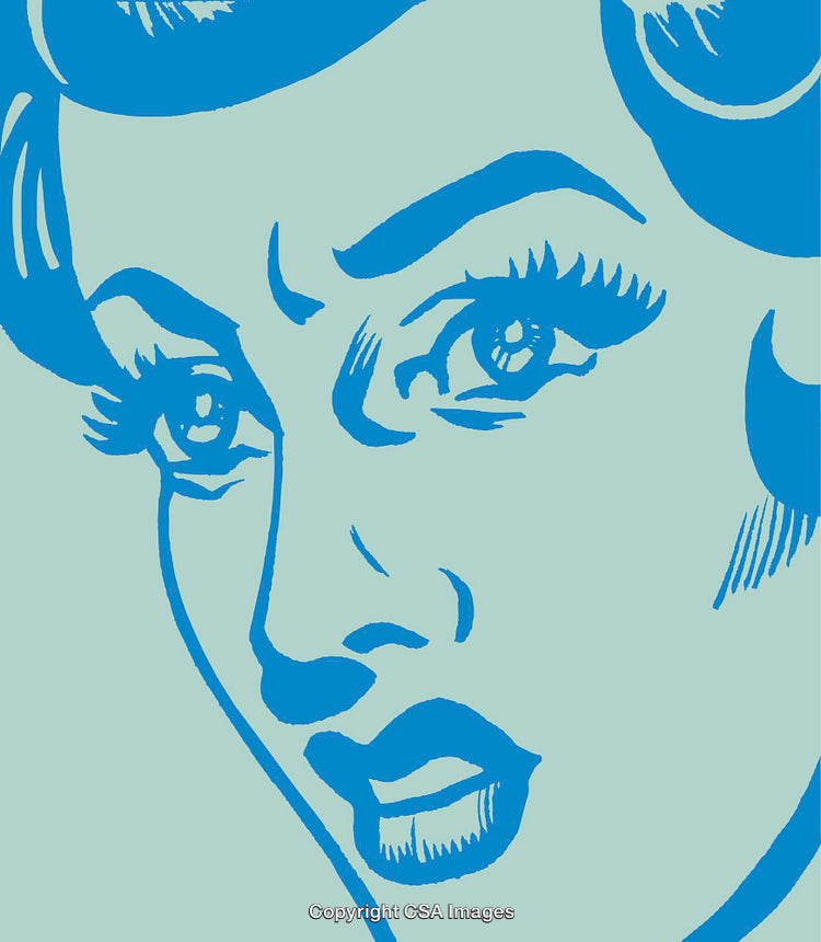 Retro Pop Art Styled Close-Up of a Woman's Expression
