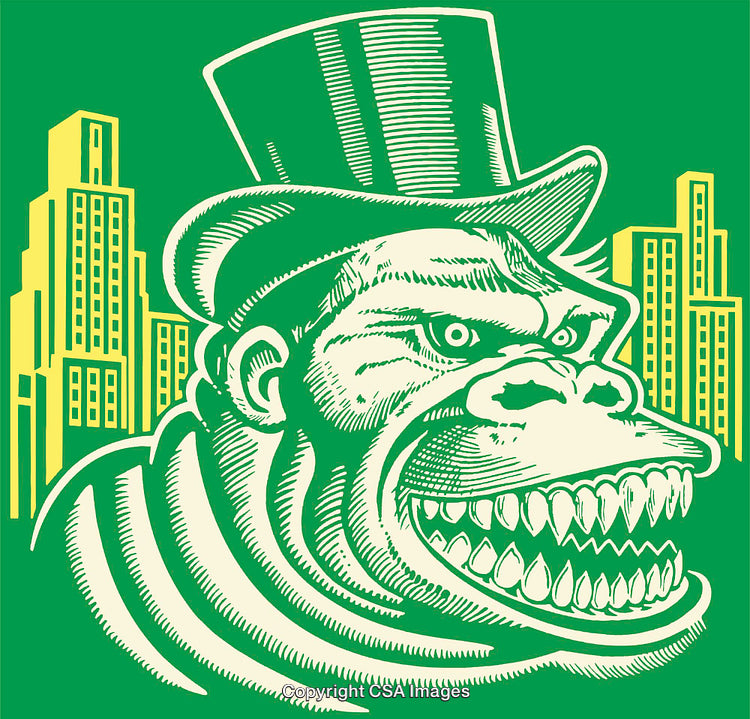 Stylized Gorilla with Top Hat in Urban Comic-Style Illustration