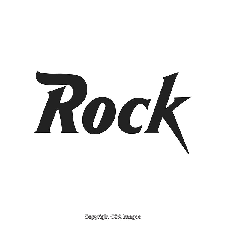 Artistic Black Text Design Featuring the Word 'Rock' on a White Background