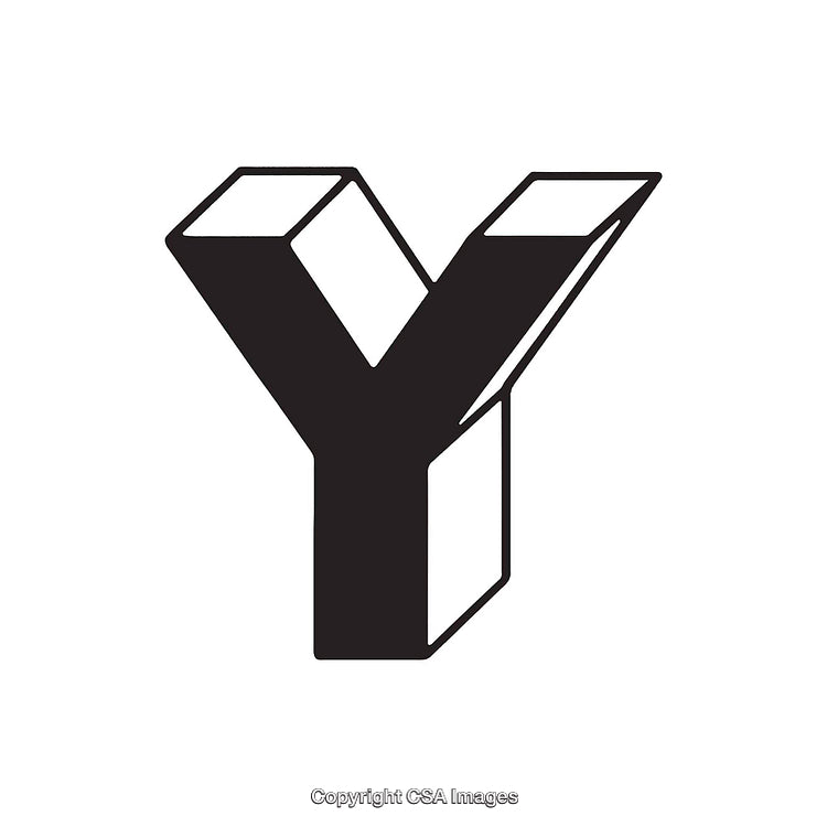 Bold 3D Black Letter Y on White Background