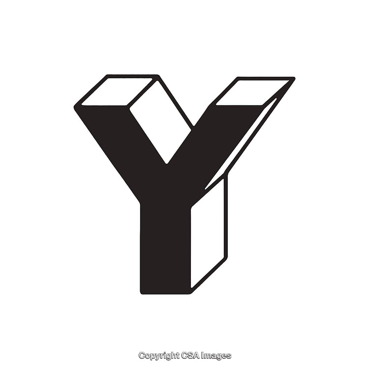 Bold 3D Black Letter Y on White Background